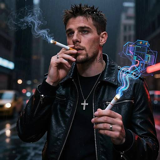 Cyberpunk Andrew Tate Smoking Scene