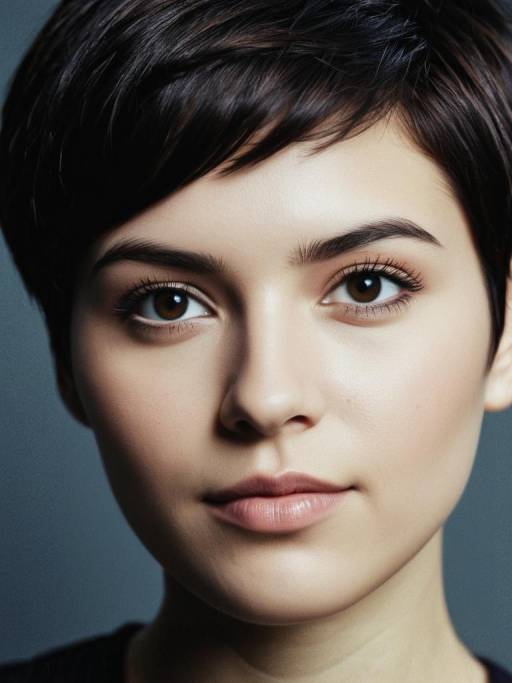 Woman with Dark Brown Pixie Cut Headshot