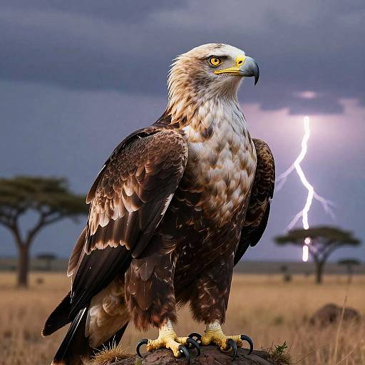 Majestic Eagle at Twilight Savannah