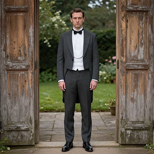 Victorian Gentleman in Historic Courtyard