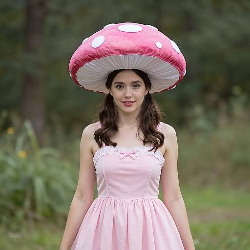 Woman in Pink Mushroom Costume