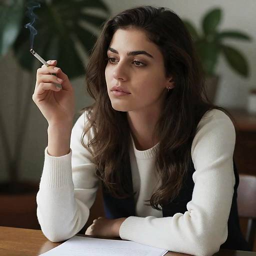 Thoughtful Woman Amidst Greenery