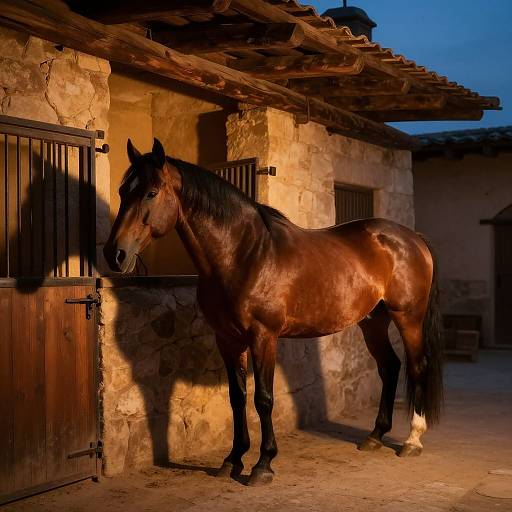 Noble Horse in Ancient Stone Stable
