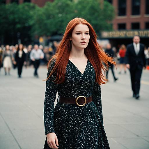 Red-haired Woman in Broadway Play Costume