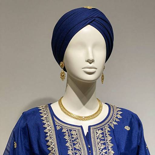 Mannequin in Turban and Blue Outfit