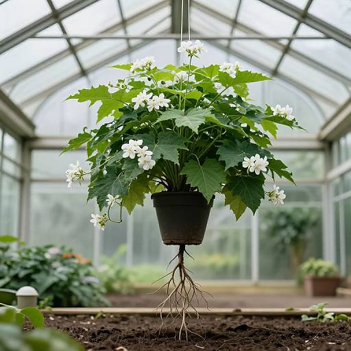 Surreal Inverted Greenhouse Scene