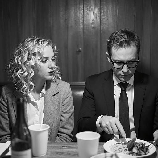 Intimate Black and White Restaurant Scene