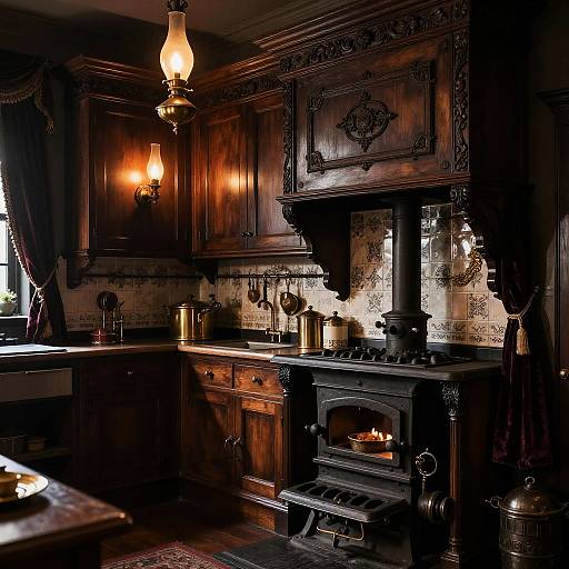 Moody Dark Victorian Kitchen Scene