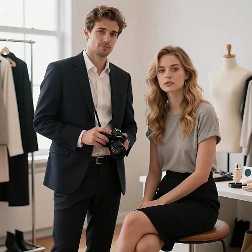Stylish Couple in a Dressing Room