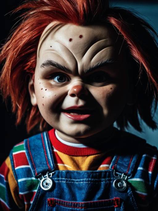 Dramatic Close-Up of Chucky Costume