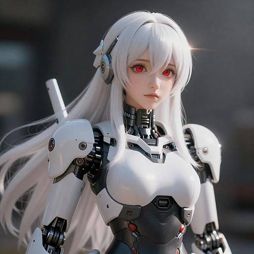 White-Haired Mecha Musume in Armor