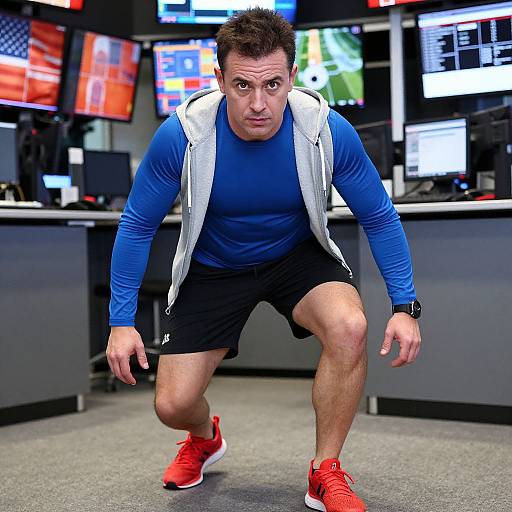 Athletic Man on Trading Floor