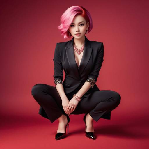 Elegant Petite Woman with Pink Hair Elegant Petite Woman with Pink Hair