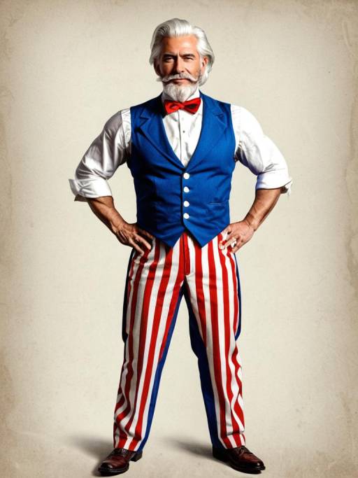 Muscular Man in Vintage Uncle Sam Costume