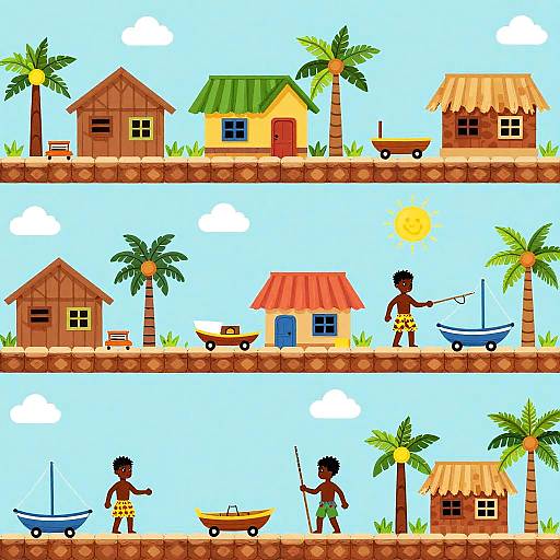 Colorful Ghanaian-Brazilian Coastal Sprites