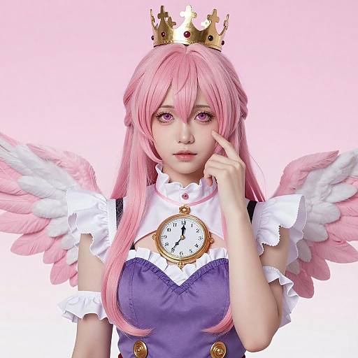 Elegant Pink-Haired Cosplayer Portrait