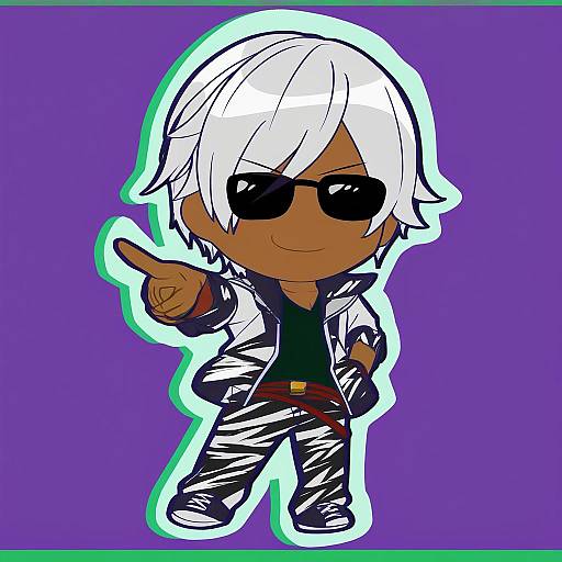 Illustration of K' (kof), the king of fighters in the style of Pochimaru (marumaru wanwan)