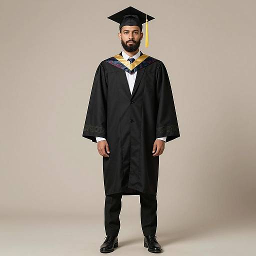 Bearded Man in Graduation Gown