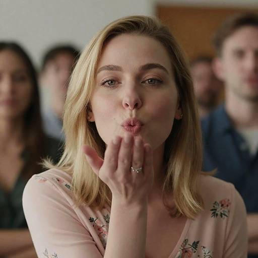 Blonde Woman Blowing a Kiss Portrait
