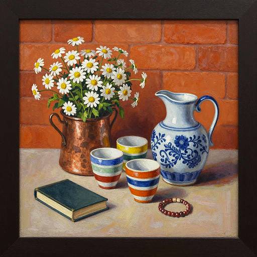 Cozy Rustic Still Life Acrylic Painting