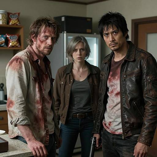 Intense Scene in a Dimly Lit Room