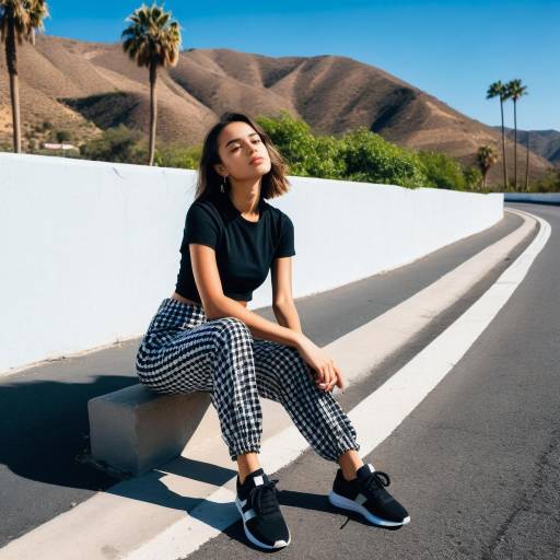 Young Woman Sitting on Roadside Barrier