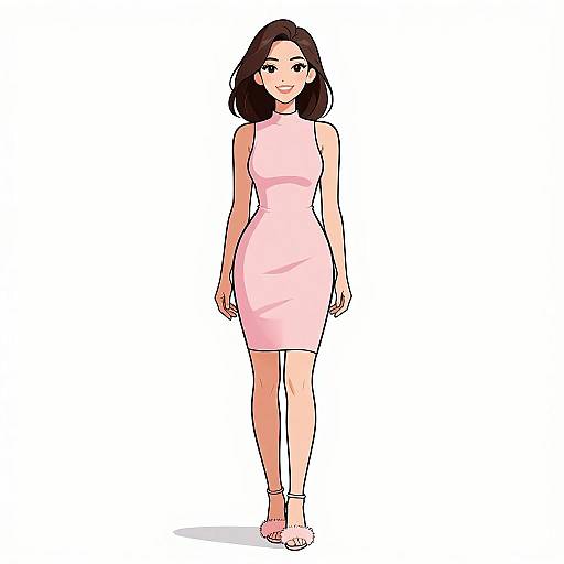 Chic Woman in Pastel Pink Dress