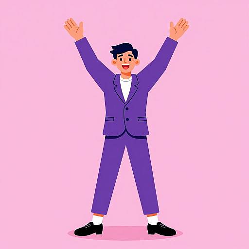 Joyful Figure in Purple Suit Illustration