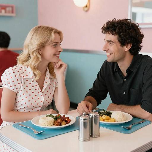 Retro Diner Couple: Smiles and Style