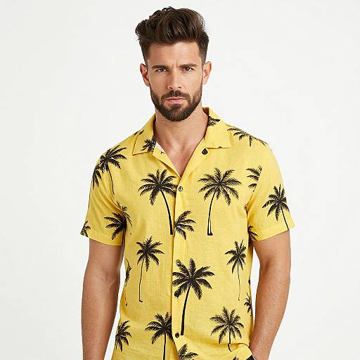 Casual Handsome Man in Yellow Shirt