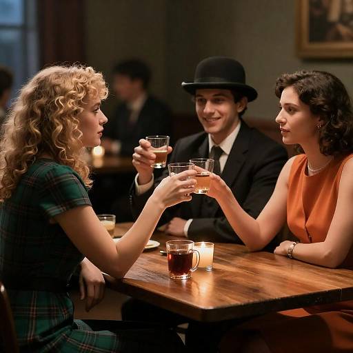 Cheers in a Cozy Dimly Lit Room