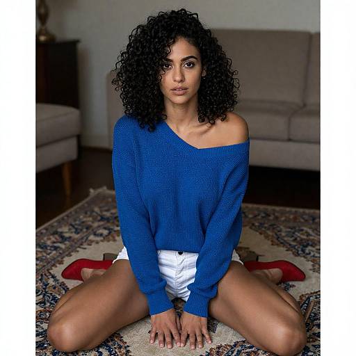 Dimly Lit Portrait on Patterned Rug