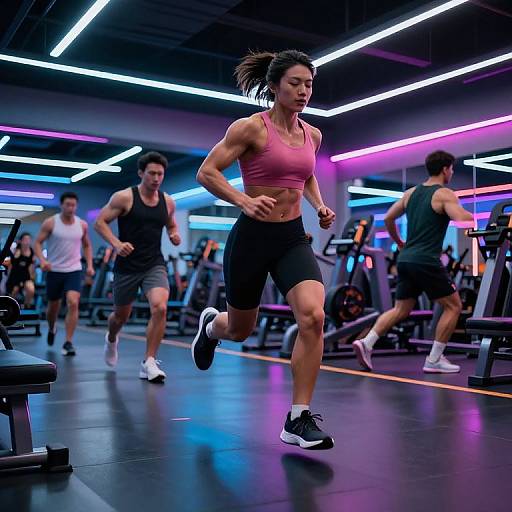 Futuristic Athlete Training in High-Tech Gym