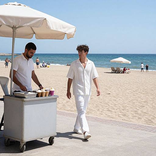 Young Man Selling Ice Cream on Sicilian Beach