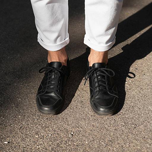 Person Standing on Dark Gravel Surface