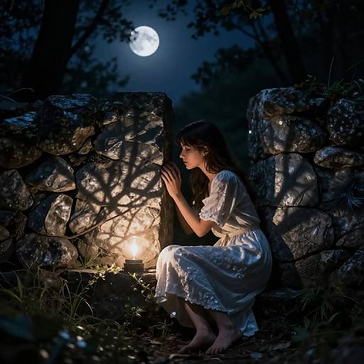 Moonlit Secrets in Forest Clearing