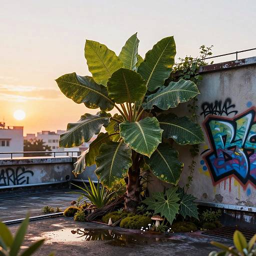 Urban Rooftop Garden Graffiti