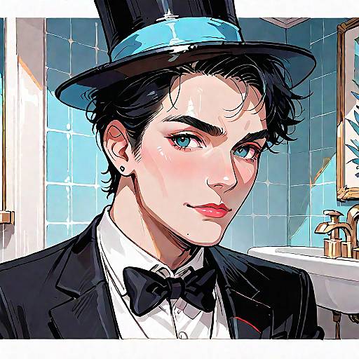Anime Boy in Tuxedo and Top Hat