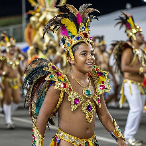 Rio Carnival Boy in Feathered Costume