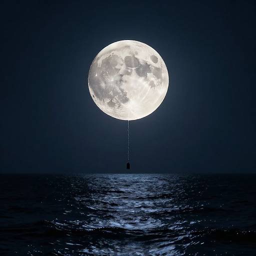 Luminous Moon Between Sea and Void