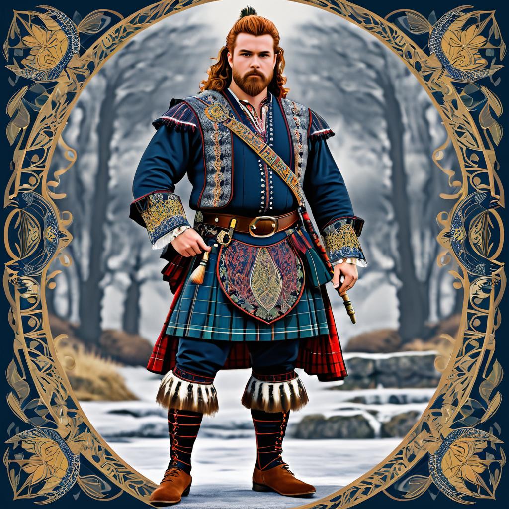 Detailed Artwork of Scottish Highlander Male