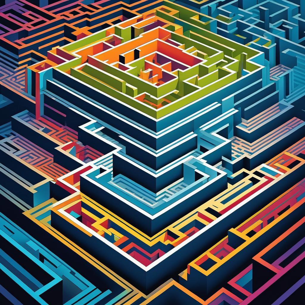 Maze in M.C. Escher Graphic Style