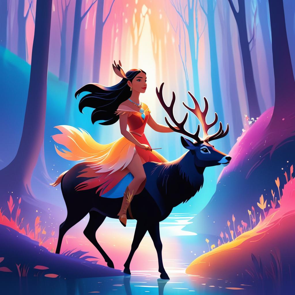 Pocahontas Riding a Deer Animation