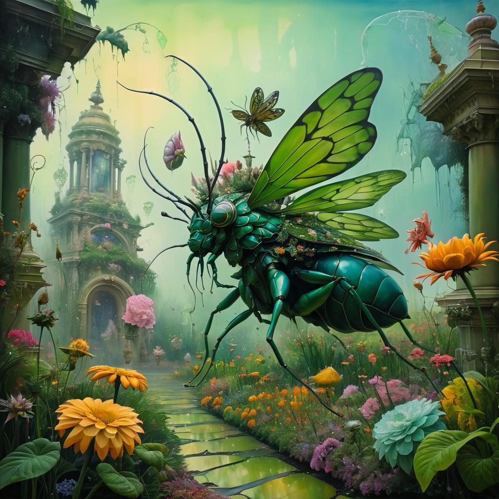 Surreal Insect Monarch in Enchanted Garden