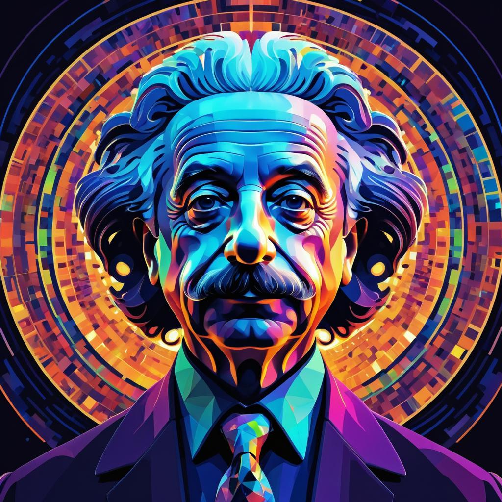 Vibrant Symmetrical Portrait of Einstein