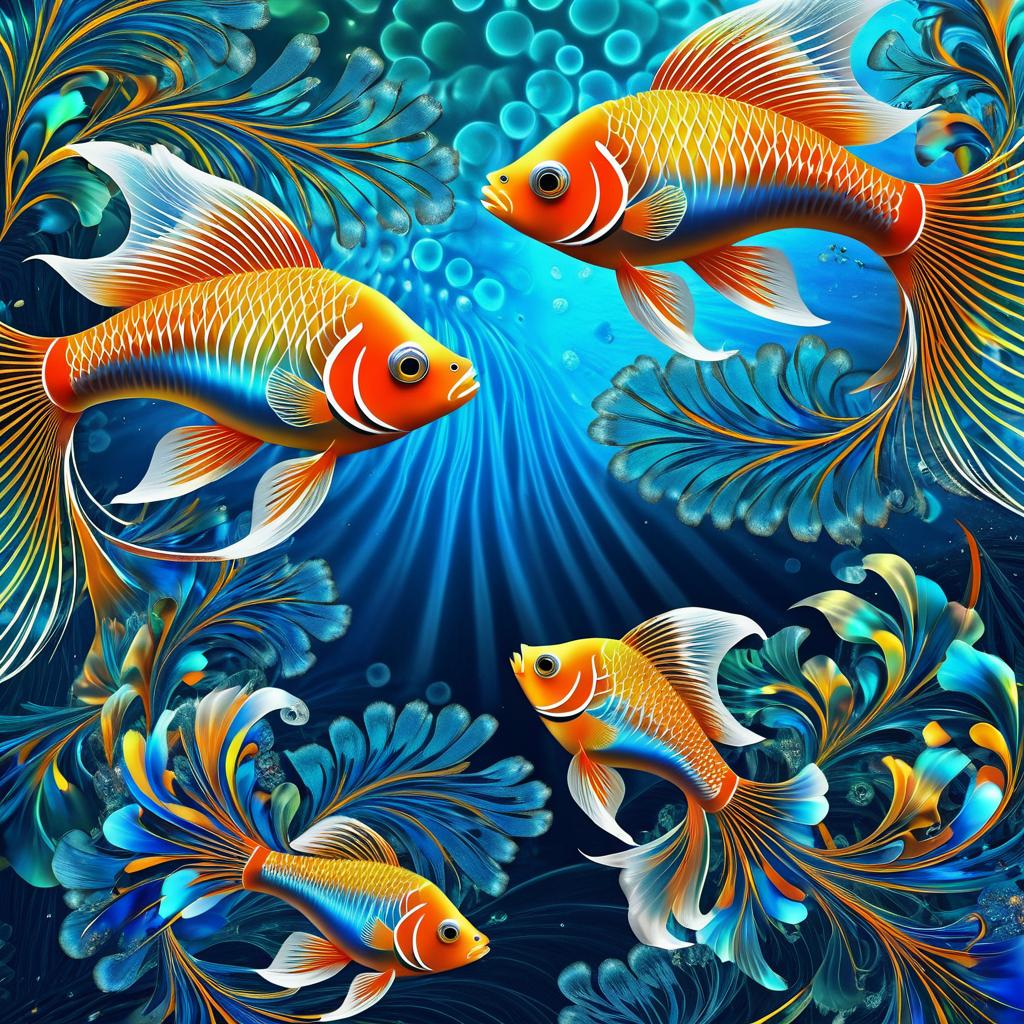 Realistic Fractal Art Featuring Two Fish