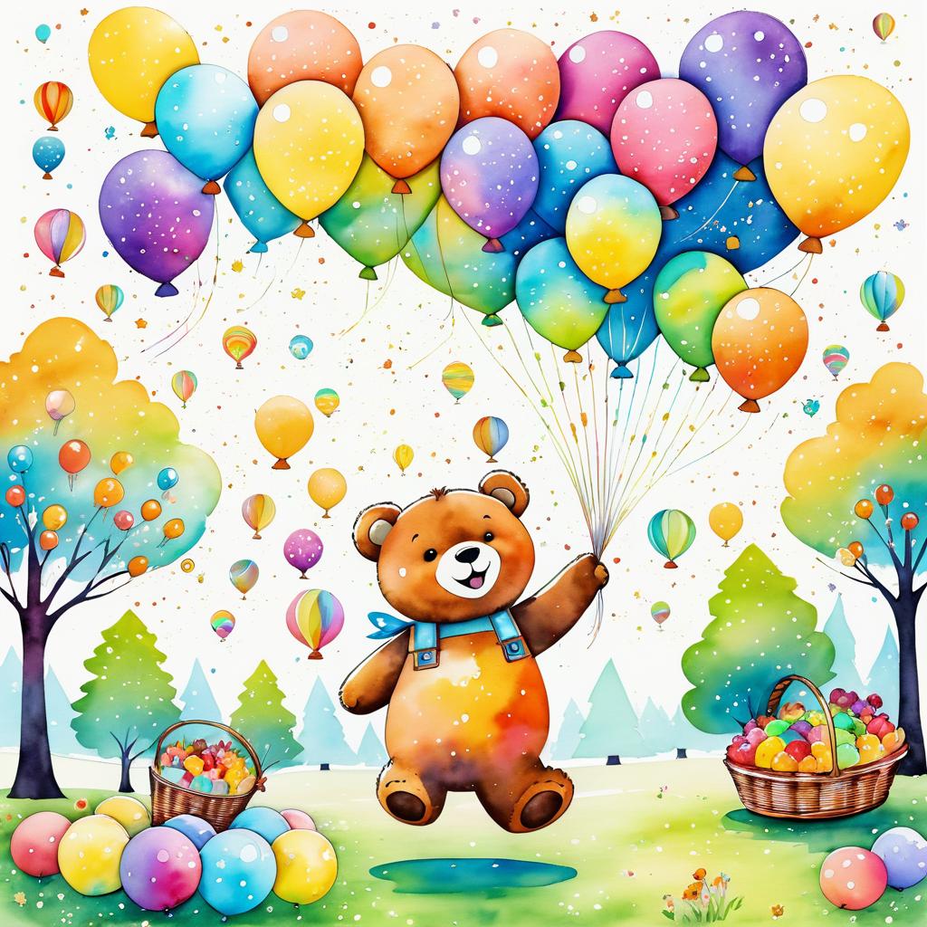 Whimsical Bear in a Colorful Park