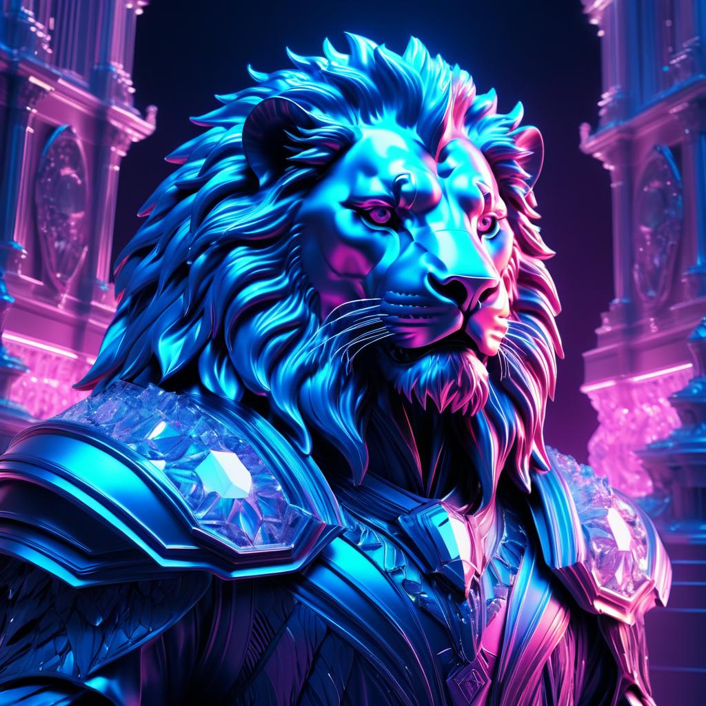 Dystopian Crystalized Lion Portrait