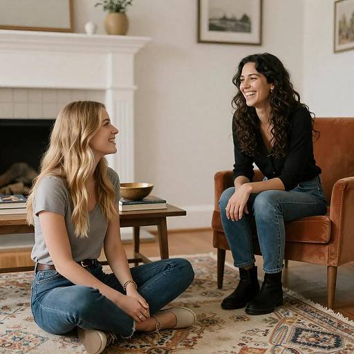 Cozy Living Room Portrait of Two Women