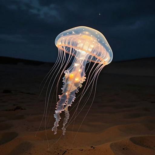 Ethereal Glowing Jellyfish Desert Scene